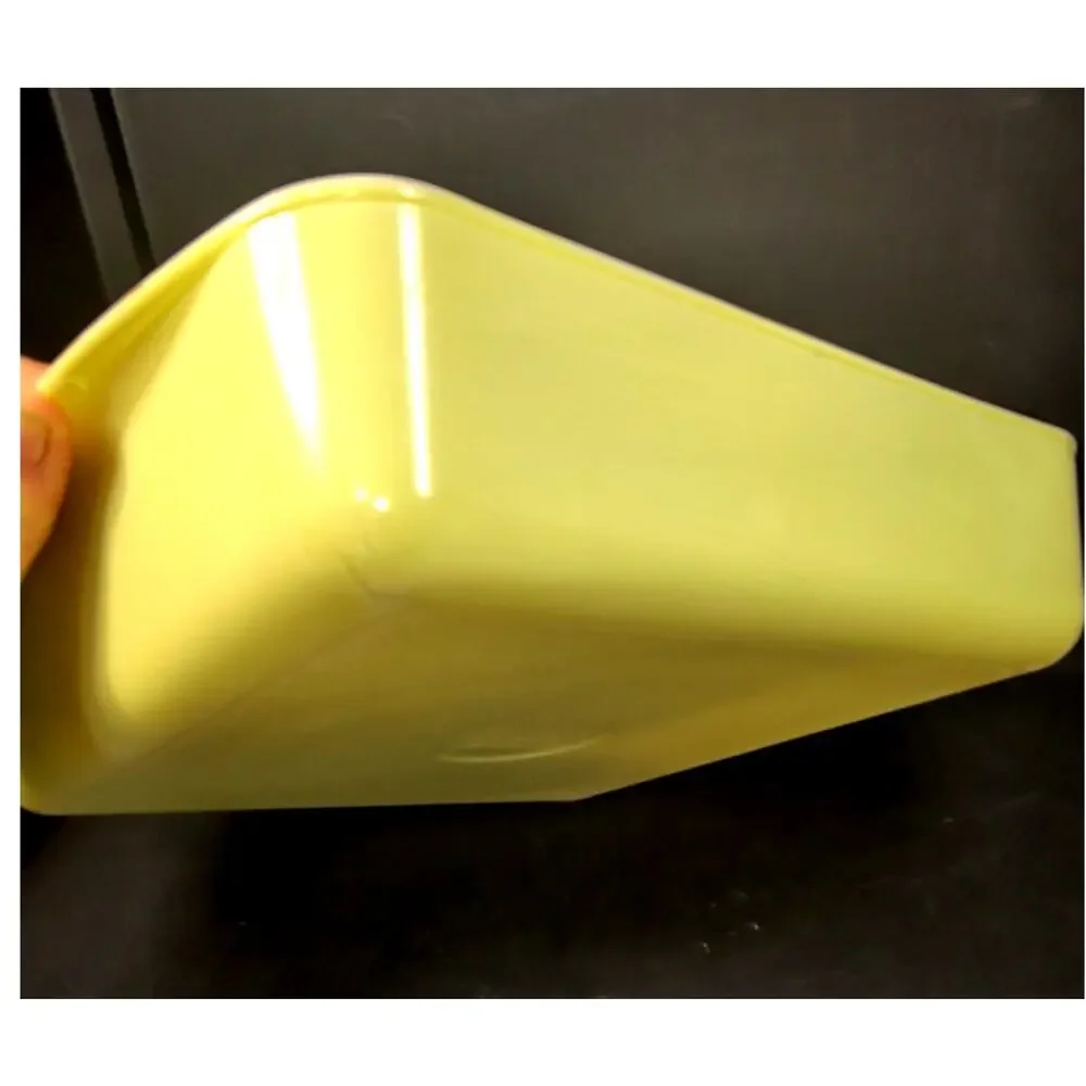 1810.  Glasbake Milk Glass Square Yellow Baking Dish Cake Pan J-257 Vintage